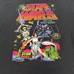 Star Wars Shirt Mens XL Black Luke Skywalker Darth Vader Comic Mad Engine Tee